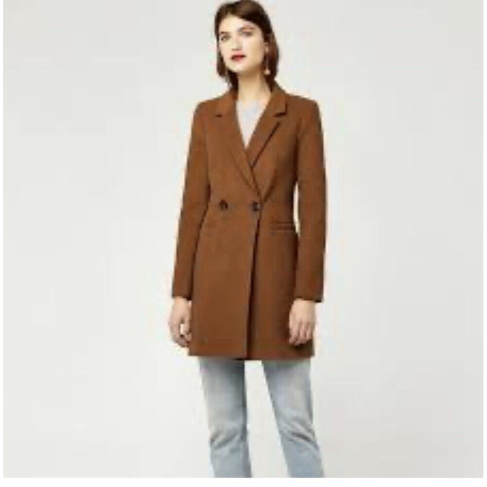 Warehouse Brown Clean Crombie Coat Size US 4